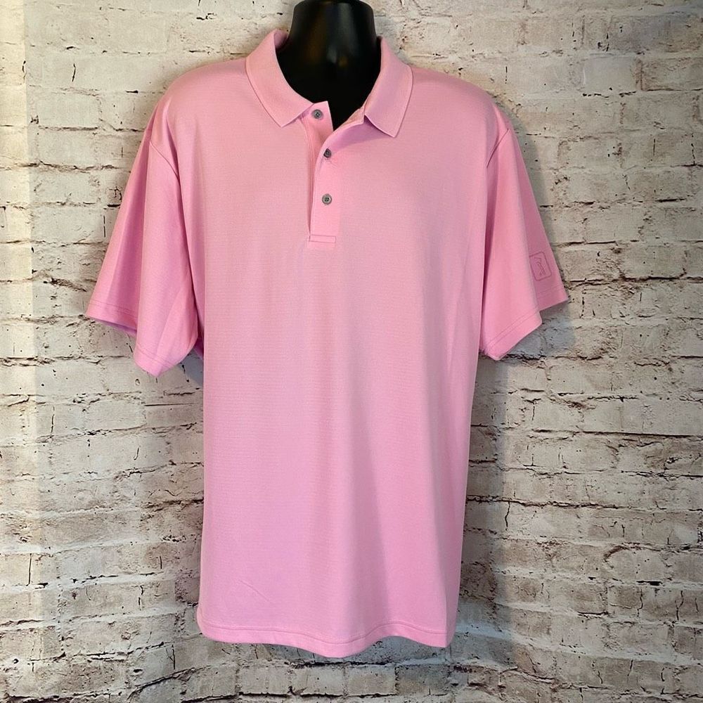 PGA Tour Golf Men’s Short Sleeve Polo Shirt Pink Lightweight NWT Size XXL